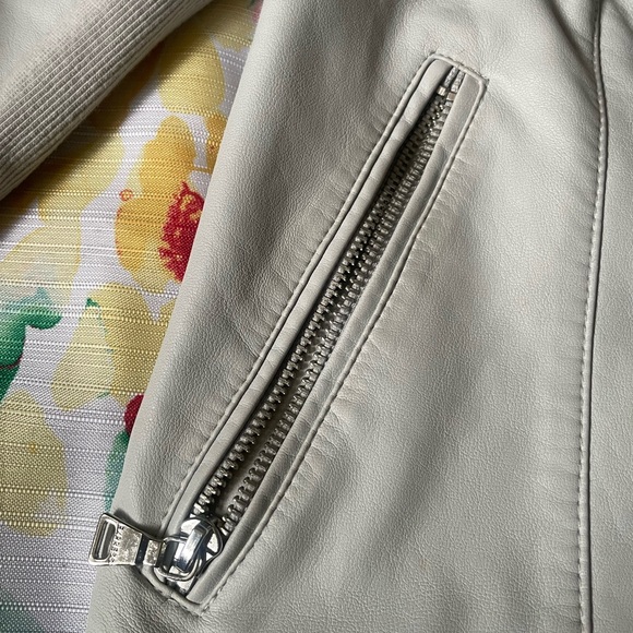 EXPRESS Faux Leather Jacket Beige with Silver Hardware - Picture 7 of 8